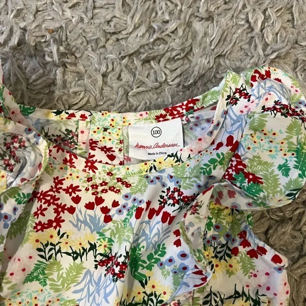 Hanna Andersson Floral Ruffle Top Dress sz 100 - Picture 4 of 7